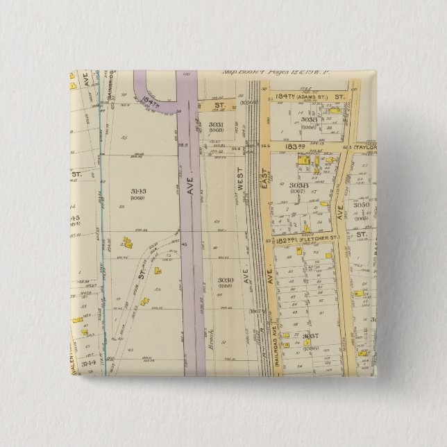 New York 17 2 Inch Square Button (Front)