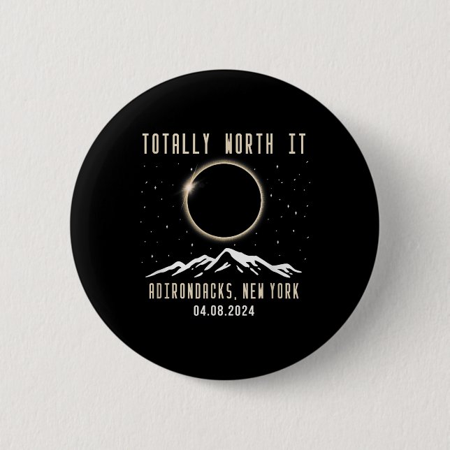 New York 2024 Total Solar Eclipse  2 Inch Round Button (Front)
