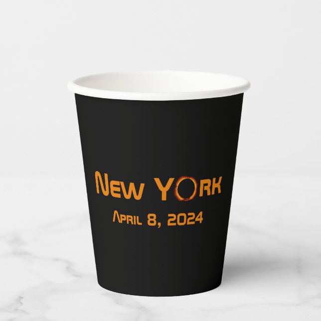 New York 2024 Total Solar Eclipse  Paper Cups (Front)