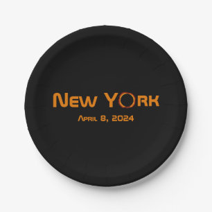 New York 2024 Total Solar Eclipse Paper Plate