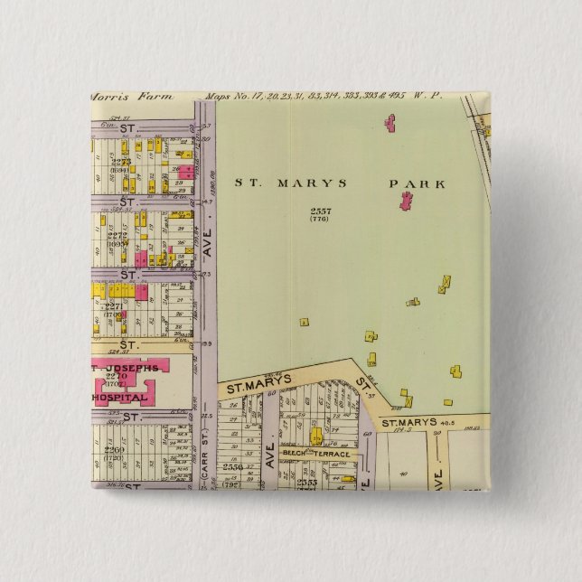 New York 25 2 Inch Square Button (Front)