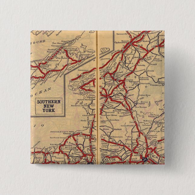 New York 28 2 Inch Square Button (Front)