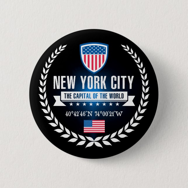 New York 2 Inch Round Button (Front)