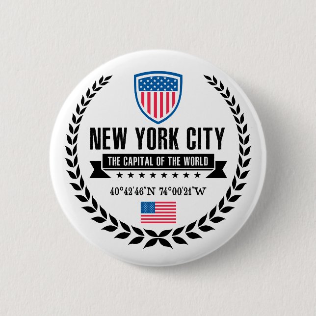 New York 2 Inch Round Button (Front)