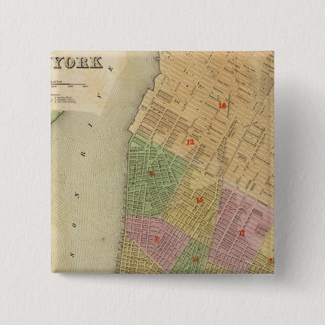 New York 2 Inch Square Button (Front)