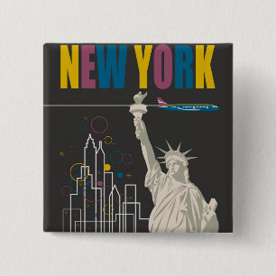 New York 2 Inch Square Button