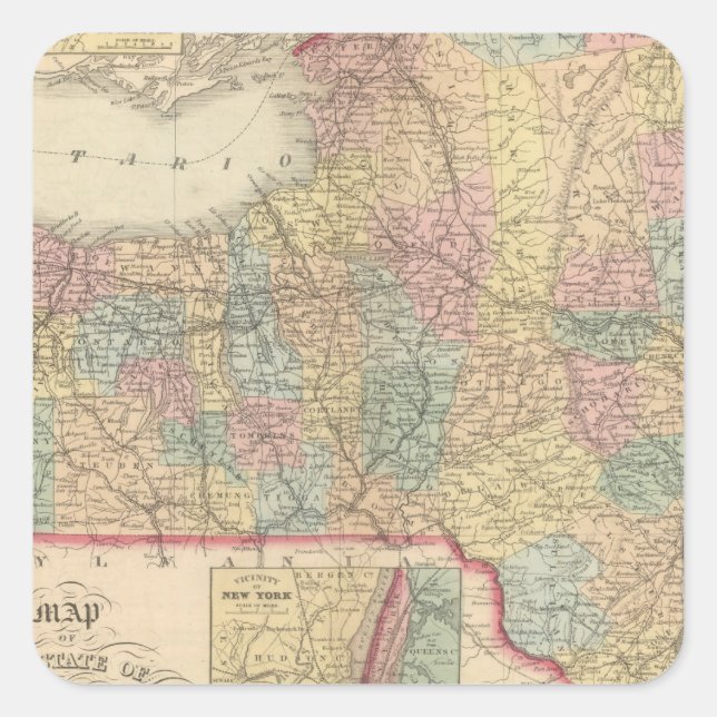 New York 2 Square Sticker (Front)
