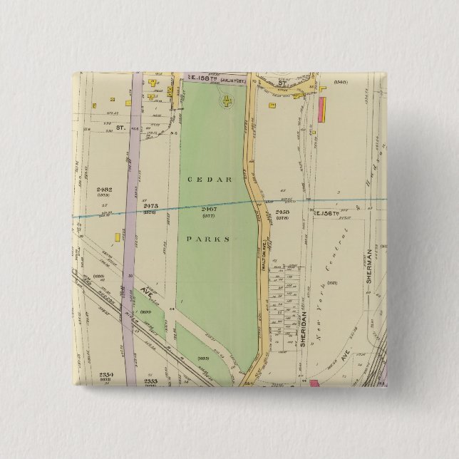 New York 37 2 Inch Square Button (Front)