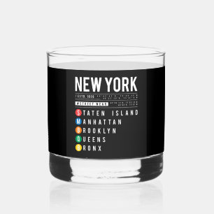 New York 5 Boroughs Whiskey Glass