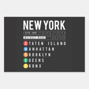 New York 5 Boroughs Wrapping Paper Sheet