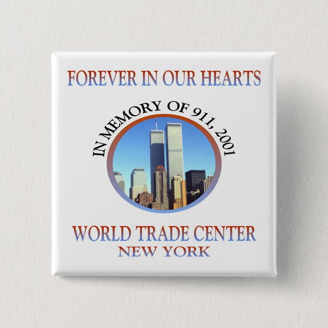 New York 911 Memory 2 Inch Square Button (Front)
