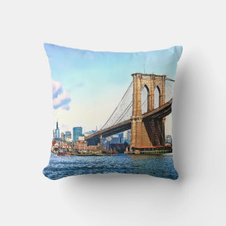 New York Abutment of Brooklyn Bridge Throw Pillow