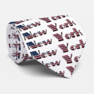 New York American Flag Colours Typography Tie
