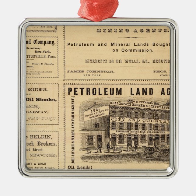 New York and Pennsylvania Oil Advertisements Metal Ornament (Front)