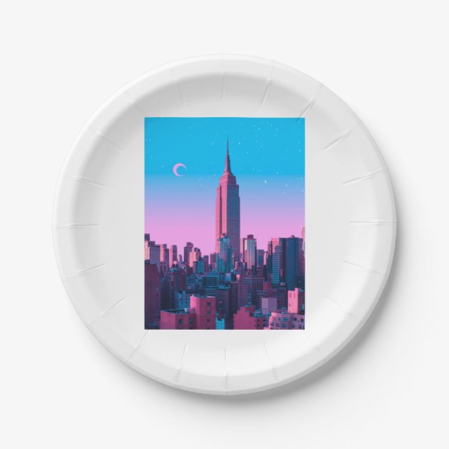 New york anime city  paper plate (Front)