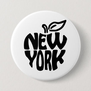 New York Apple 3 Inch Round Button