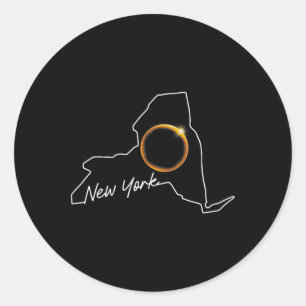 New York April 8 Total Solar Eclipse Usa Map Total Classic Round Sticker