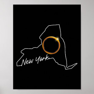 New York April 8 Total Solar Eclipse Usa Map Total Poster