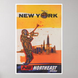 New York Art Jazz Poster Travel Northeast Print