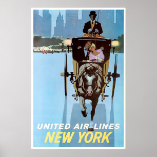 New York Art NY Print United Airlines Travel