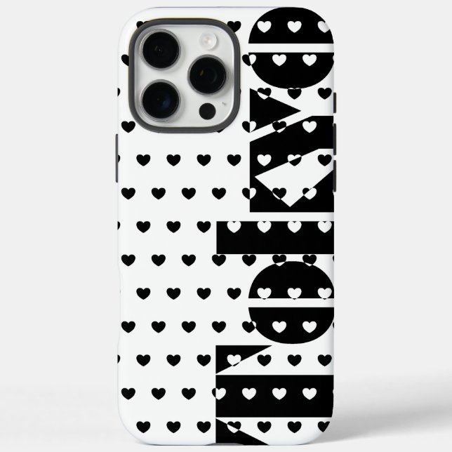 New York Black And White Hearts Pattern Case-Mate iPhone Case (Back)