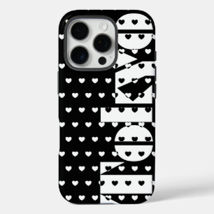 New York Black And White Hearts Pattern iPhone 16 Pro Case
