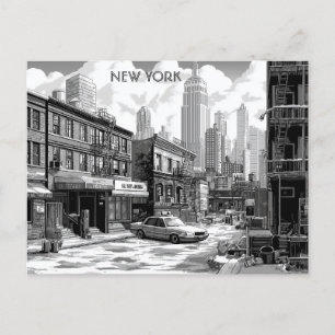 New York Black and White Travel manhattan Postcard
