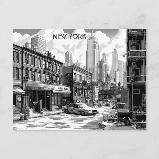 New York Black and White Travel manhattan Postcard (Front)