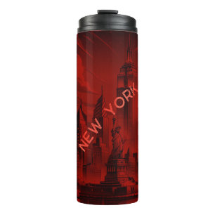 New York Black Red Thermal Tumbler