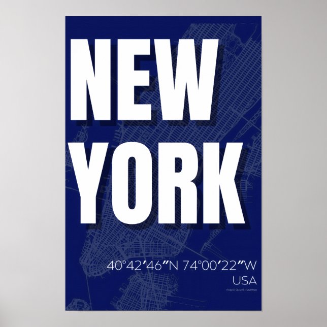 New York Blueprint City Map Poster Minimal (Devant)