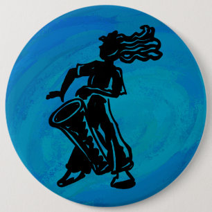New York Boogie Nights Drum Blue 6 Inch Round Button