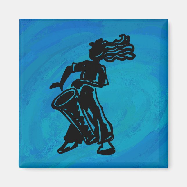 New York Boogie Nights Drum Blue Magnet (Front)