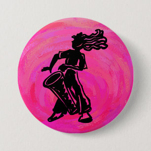 New York Boogie Nights Drum Hot Pink 3 Inch Round Button