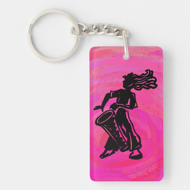 New York Boogie Nights Drum Hot Pink Keychain (Front)