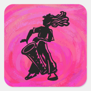 New York Boogie Nights Drum Hot Pink Square Sticker