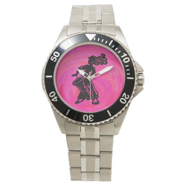 New York Boogie Nights Drum Hot Pink Watch (Front)