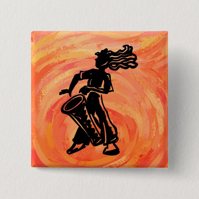 New York Boogie Nights Drum Orange 2 Inch Square Button (Front)