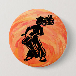 New York Boogie Nights Drum Orange 3 Inch Round Button