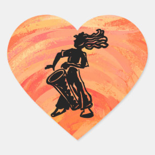 New York Boogie Nights Drum Orange Heart Sticker
