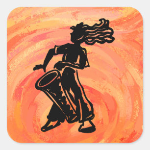 New York Boogie Nights Drum Orange Square Sticker