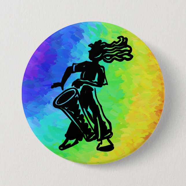 New York Boogie Nights Drum Rainbow 3 Inch Round Button (Front)