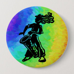 New York Boogie Nights Drum Rainbow 4 Inch Round Button