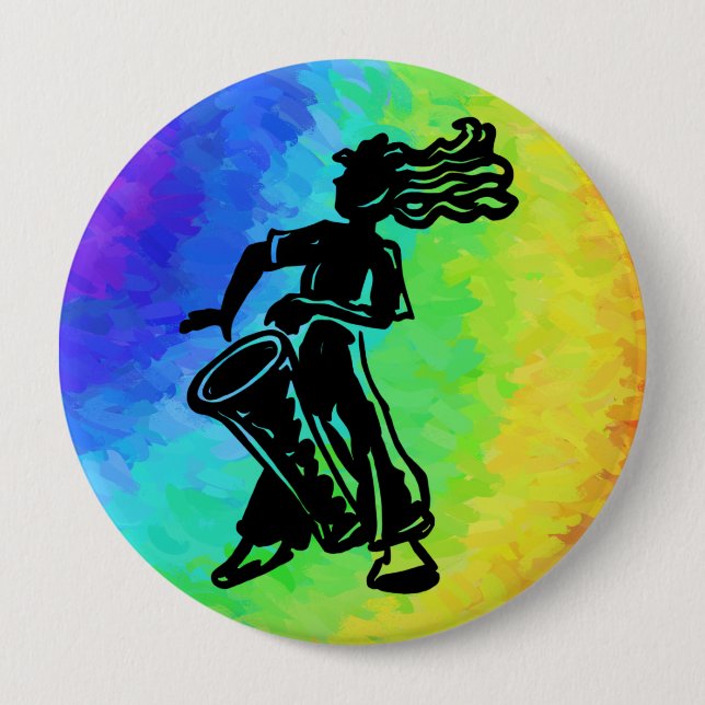 New York Boogie Nights Drum Rainbow 4 Inch Round Button (Front)