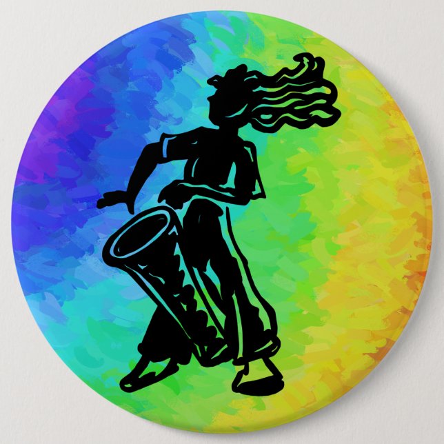 New York Boogie Nights Drum Rainbow 6 Inch Round Button (Front)