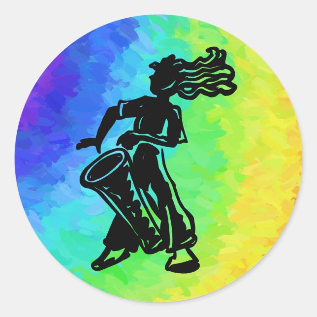 New York Boogie Nights Drum Rainbow Classic Round Sticker (Front)