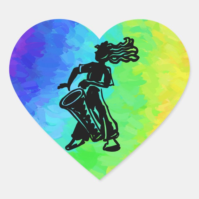 New York Boogie Nights Drum Rainbow Heart Sticker (Front)