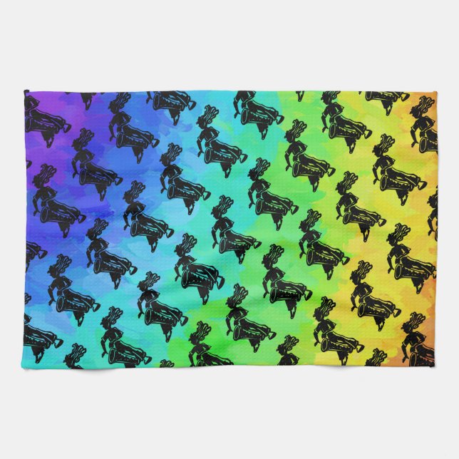 New York Boogie Nights Drum Rainbow Kitchen Towel (Horizontal)
