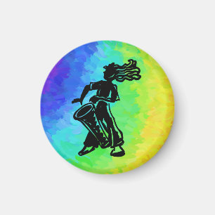 New York Boogie Nights Drum Rainbow Magnet