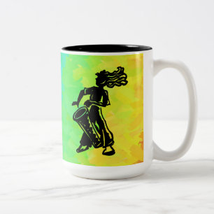 New York Boogie Nights Drum Rainbow Two-Tone Coffee Mug