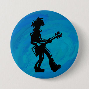 New York Boogie Nights Guitar Blue 3 Inch Round Button